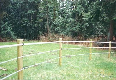 Three strand electric hot tape fence